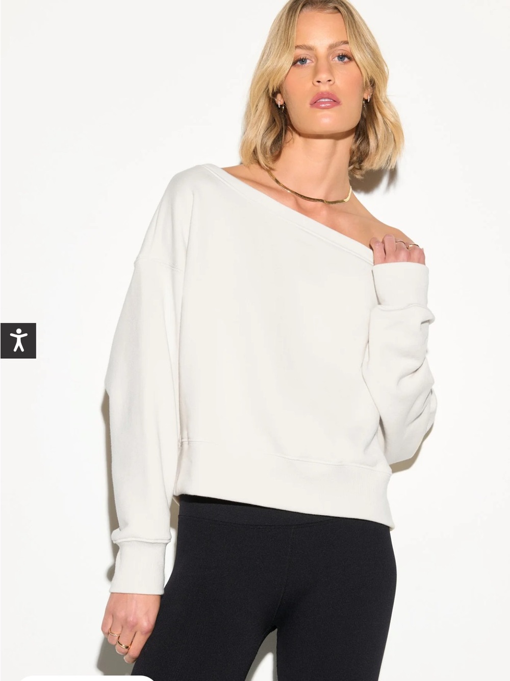 Off-Shoulder spiritual gangster vida Pullover Sweatshirt in Ivory small